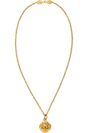 CHANEL 1995 Coco Mark Necklace in Gold - Metallic Gold. Size all.