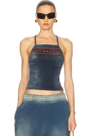 Diesel Halter Neck Tank Top in Dark Blue - Blue. Size L (also in M, S, XS).