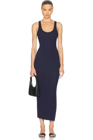 ENZA COSTA Stretch Silk Knit Maxi Tank Dress in Indigo - Navy. Size L (also in M, S, XS).