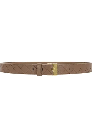 Bottega Veneta Intrecciato Belt in Pinecone & Muse Brass - Brown. Size 65 (also in 70, 75, 80, 85).