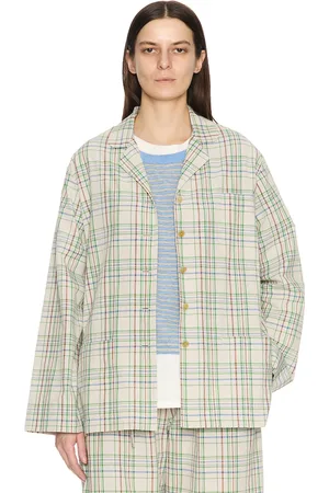 The Row Morpheus Shirt in Ivory & Green - Green. Size 8 (also in ).
