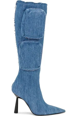 Gia Borghini Belvinia Knee High Boot in Blue Jeans - Denim-Medium. Size 39.5 (also in ).