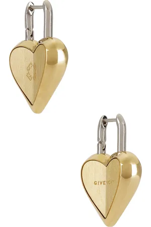 Givenchy Heart Lock Earrings in Golden & Silvery - Metallic Gold. Size all.