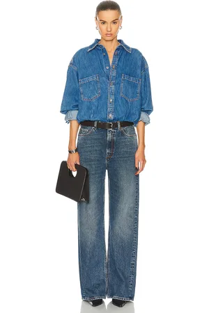 haikure Tilda Shirt Jumpsuit in Piano Blue - Denim-Medium. Size S (also in ).