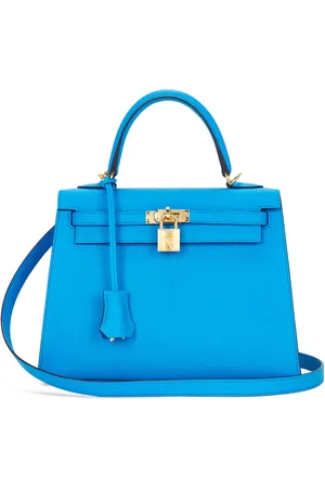 Hermès Epsom Kelly Sellier 25 Handbag in Bleu Frida - Blue. Size all.