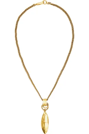 CHANEL 1998 CC Feather Necklace in Gold - Metallic Gold. Size all.