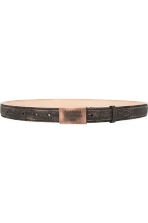Acne Studios 1996 Plaque Belt in Dark Brown & Beige - Brown. Size L (also in M, S).