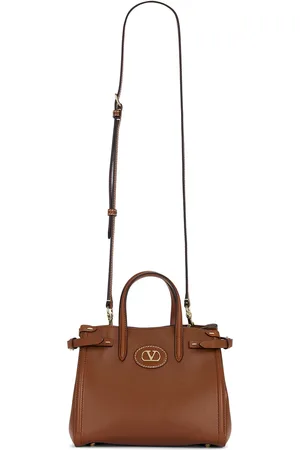 VALENTINO GARAVANI Antibes Small Tote Bag in Tobacco - Brown. Size all.