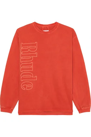 Rhude Logo Long Sleeve Tee in Vintage Red - Red. Size M (also in S).