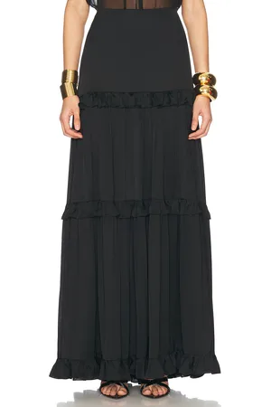 Saint Laurent Charmeuse Maxi Skirt in Noir - Black. Size 38 (also in ).