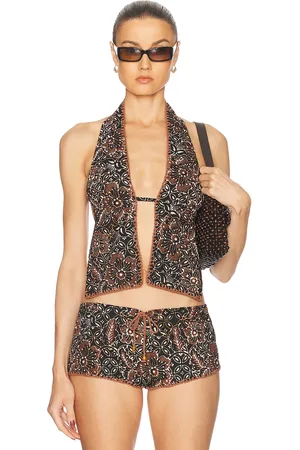Akoia Swim Batik Crochet Top in Tua - Black. Size XL/1X (also in ).