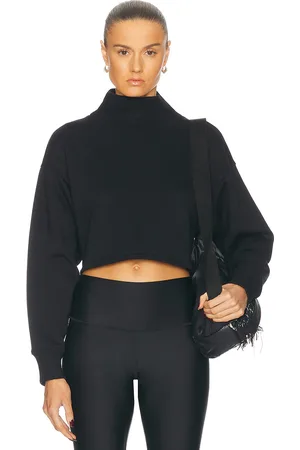 alo Cropped Serenity Sweatshirt in Black - Black. Size S (also in ).