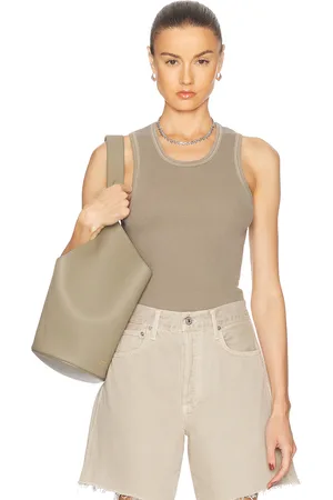Citizens of Humanity Inez Waffle Tank Top in Bezal - Sage. Size L (also in M, XL, XS).