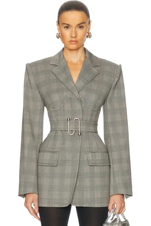 Sportmax Emy Jacket in Black Galles - Grey. Size 4 (also in ).
