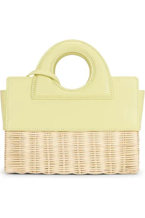 ALEXIS Penelope Petite Rattan Bag in Pale Yellow - Lemon. Size all.