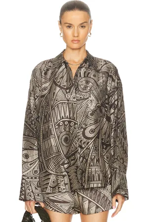 Heirlome Jyma Shirt in Beige & Chocolate - Brown. Size XS (also in ).