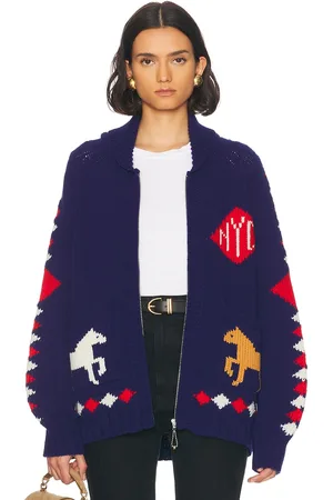 BODE Diamond Corral Cardigan in Blue Multi - Blue. Size L (also in ).