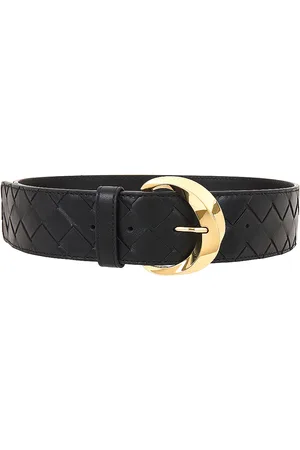 Bottega Veneta Essential Twist Belt in Black & Muse Brass - Black. Size 65 (also in ).