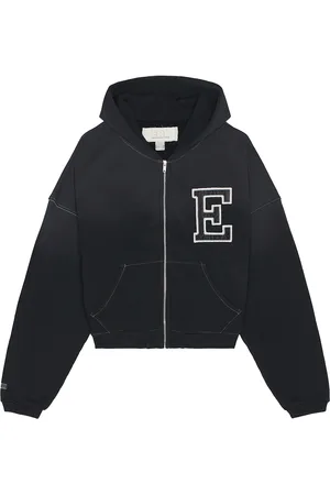 ERL Varsity Oversized Zip-Up Hoodie in Black - Black. Size M (also in ).