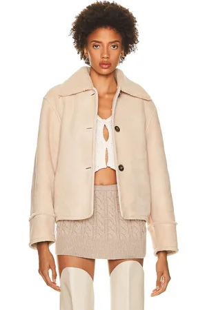 Loulou de Saison Vika Shearling Jacket in Vanilla - Ivory. Size L (also in ).