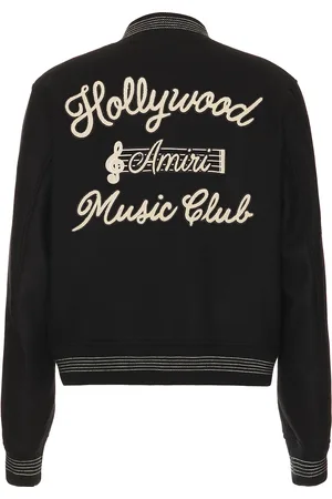AMIRI Hollywood Music Club Bomber Jacket in Black - Black. Size L (also in M, S, XL/1X).