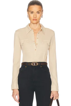 NILI LOTAN Lark Shirt in Khaki - Beige. Size L (also in M, S, XS).
