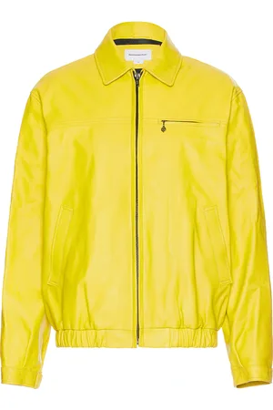 This Is Never That Leather Harrington Jacket in Yellow - Lemon. Size L (also in M, S).