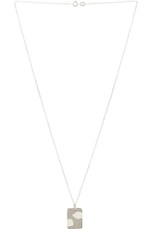 Ellie Mercer Two Piece Dog Tag Pendant in White - Metallic Silver. Size all.