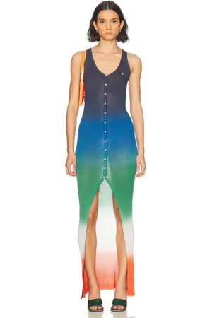 Casablanca Gradient Long Rib Dress in Gradient - Blue. Size L (also in S).