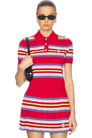 Casablanca Striped Polo Top in Multi Dark Red - Red. Size L (also in M, S, XS).