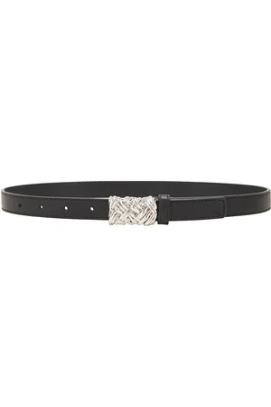 Bottega Veneta Pin Belt in Black & Silver - Black. Size 65 (also in ).