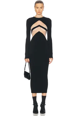 Jean Paul Gaultier Transparent Chevron Long Dress in Black - Black. Size L (also in M, S, XS).