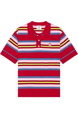 Casablanca Oversized Striped Polo in Multi Dark Red - Red. Size L (also in M, S, XL/1X).