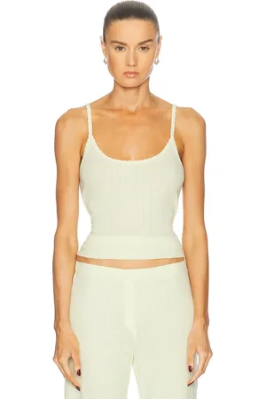 Leset Pointelle Classic Tank Top in Chapel in Canary - Lemon. Size S (also in ).