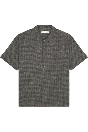 Frame Textured Button Down Shirt in Black Multi - Black. Size L (also in M).