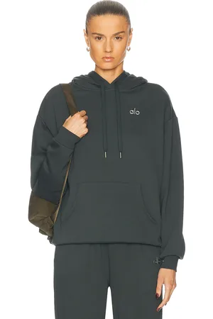 alo Accolade Sweatshirt in Charcoal Green - Dark Green. Size M (also in S, XS).