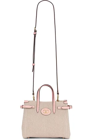 VALENTINO GARAVANI Antibes Small Tote Bag in Naturale Tobacco & Peach Rose - Pink. Size all.