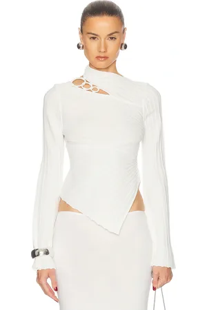 Cult Gaia Tayla Knit Top in Off White - White. Size L (also in M, S, XS).