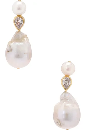 COMPLETEDWORKS CZ Stone Earrings in 18k Gold Plated - Metallic Gold. Size all.