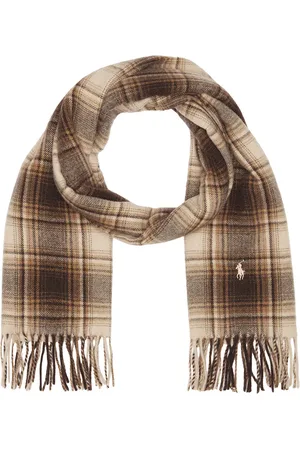 Ralph Lauren Plaid Scarf in Cream & Brown - Beige. Size all.