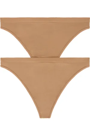 Wolford Individual Thong 2 Pack in Macchiato - Brown. Size M (also in S, XL).