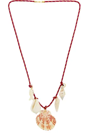 Timeless Pearly Shells Rope Necklace in Red - Red. Size all.