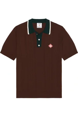 Casablanca Oversized Mini Cable Polo in Dark Brown - Brown. Size L (also in M, S, XL/1X).