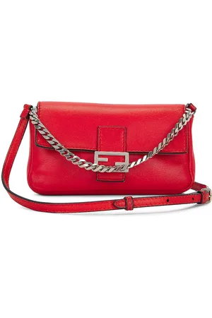 Fendi Micro Baguettte Shoulder Bag in Red - Red. Size all.