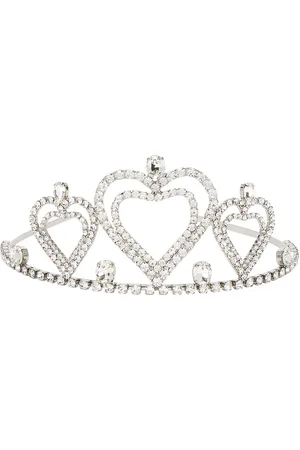 BLUMARINE Hearts Crown in Silver & Crystal - Metallic Silver. Size all.