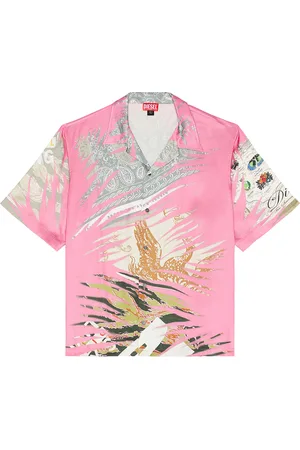 Diesel Printed Button Up Shirt in Pink - Pink. Size 46 (also in ).