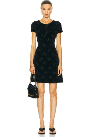 CHANEL Velour CC Dress in Black - Black. Size 40 (also in ).