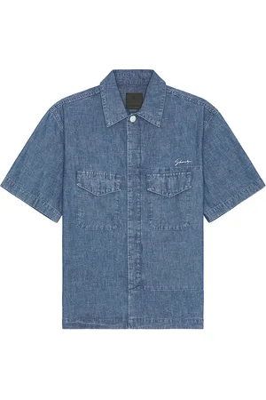 Givenchy Short Sleeve Chambray Shirt in Denim Blue - Blue. Size L (also in M, S, XL).