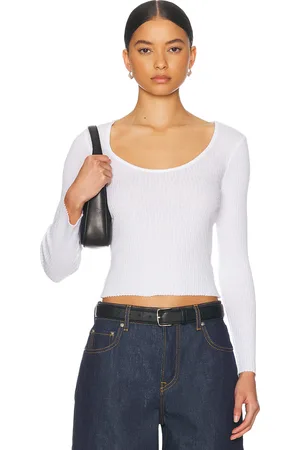 ENZA COSTA Pointelle Ballet Top in White - White. Size M (also in S, XS).