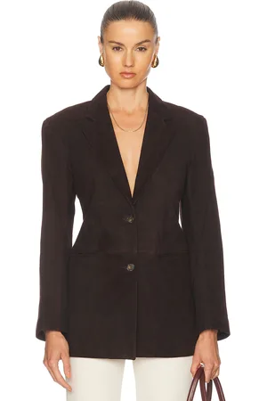 Dagmar Slim Suede Blazer in Chocolate Brown - Chocolate. Size 32 (also in 34, 36, 38).